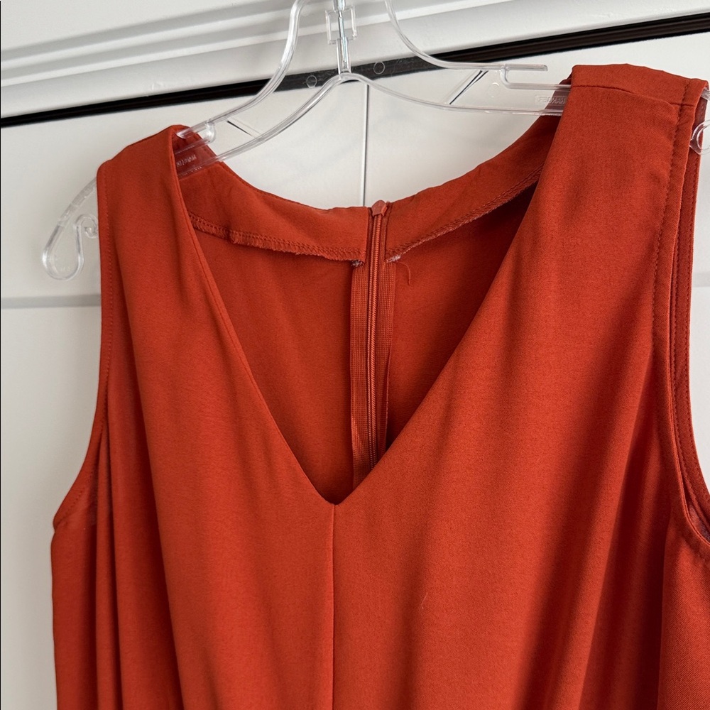 Rust Orange Sleeveless Ruffle Romper - Picture 3 of 6